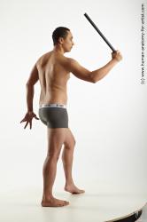 Underwear Fighting with spear Man Black Standing poses - ALL Average Short Black Standing poses - simple Academic